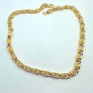 ERWIN PEARL Signed Gold Tone Chunky Snail Scroll Chain Necklace Vintage Designer